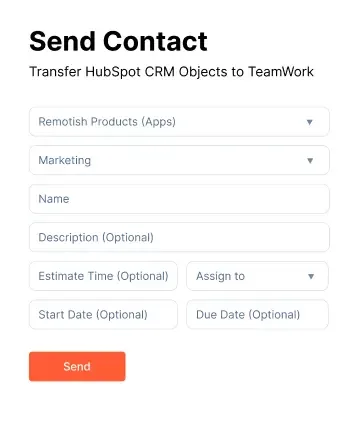 Sending a HubSpot CRM record to Teamwork