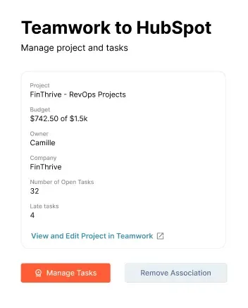 Project view and task creation panel