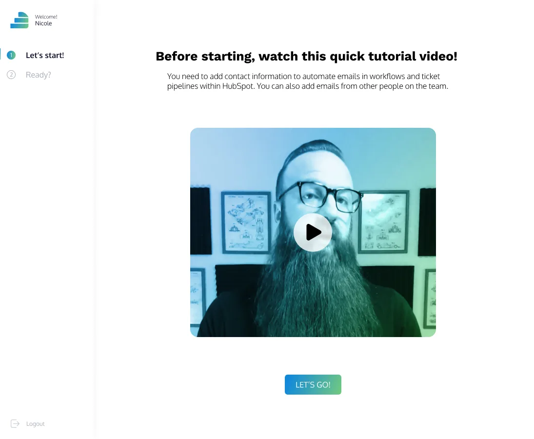 Onboarding process tutorial